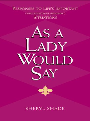 cover image of As a Lady Would Say